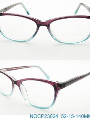 Translucent blue and translucent burgundy two tone glasses NOCP23024 C2, CP material, suitable for women