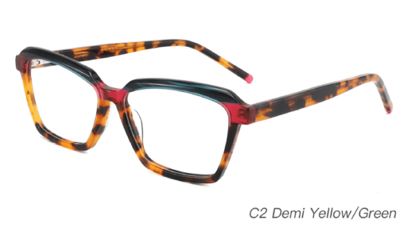 2023 Colorful Summer Glasses Frames NOA23003 C2 Demi Yellow Green Sample Display