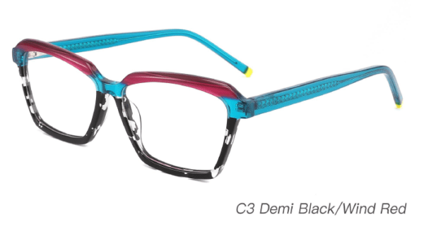 2023 Colorful Summer Glasses Frames NOA23003 C3 Demi Black Wine Red Sample Display