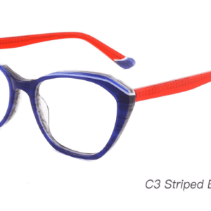 2023 Colorful Summer Glasses Frames NOA23004 C3 Striped Blue White Wholesale Sample Display