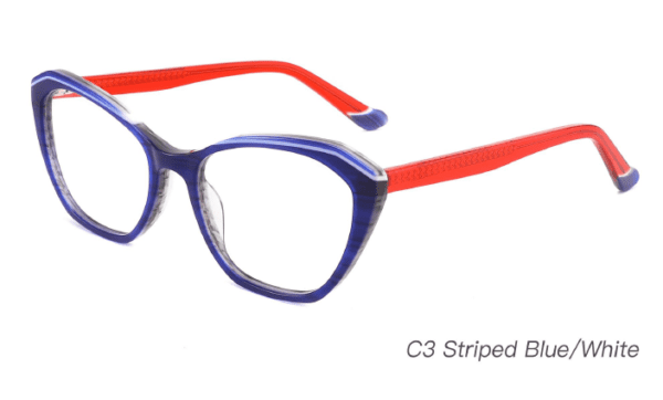 2023 Colorful Summer Glasses Frames NOA23004 C3 Striped Blue White Wholesale Sample Display