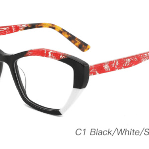 2023 Colorful Summer Glasses Frames NOA23005 C1 Black White Striped Red Wholesale Sample Dispaly