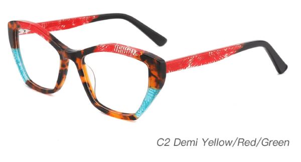 2023 Colorful Summer Glasses Frames NOA23005 C2 Demi Yellow Red Green Wholesale Sample Display