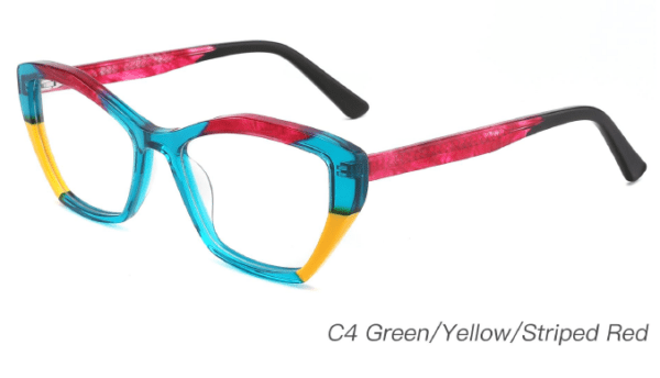 2023 Colorful Summer Glasses Frames NOA23005 C4 Green Yellow Striped Red Wholesale Sample Display