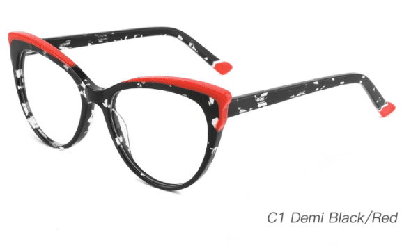2023 Colorful Summer Glasses Frames NOA23006 C1 Black Red, cat-eye, glasses frames wholesale, China Wenzhou optical supplier.