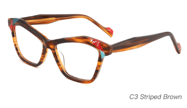 2023 Colorful Summer Glasses Frames NOA23008 C3 Striped Brown, China Wenzhou Ouyuan eyewear manufacturing, goggles, acetate, glasses frames supplier