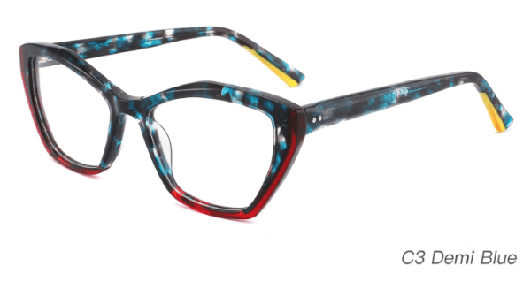 2023 Colorful Summer Glasses Frames NOA23009 C3 Demi Blue, Ouyuan eyewear manufacturing, care vision, eye glass accessory, geometric glasses