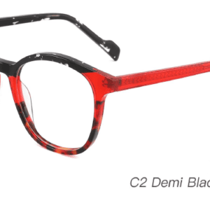2023 Colorful Summer Glasses Frames NOA23011 C2 Demi Black Wine Red, China Wenzhou Ouyuan eyewear, glasses manufacturing, eye glass accessory, care vision, round glasses
