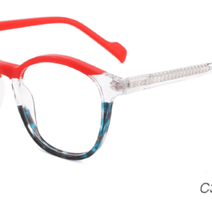 2023 Colorful Summer Glasses Frames NOA23011 C3 Red Green, China Wenzhou Ouyuan eyewear, glasses supplier, vision care, eye glasses accessory, round glasses