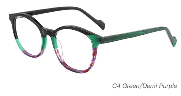 2023 Colorful Summer Glasses Frames NOA23011 C4 Green Demi Purple, glasses wholesale, eye glass accessory, care vision, China Wenzhou glasses manufacturer, round glasses
