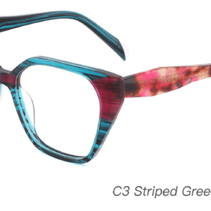 2023 Colorful Summer Glasses Frames NOA23013 C3 Striped Green Wine Red, geometric glasses frames, prescription glasses, China glasses supplier
