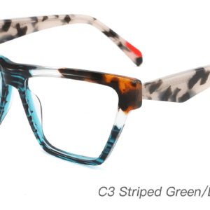 2023 Colorful Summer Glasses Frames NOA23014 C3 Striped Green Demi Yellow, glasses wholesale, China Wenzhou glasses frames supplier and munufacturer, care vision, eye glasses accessory