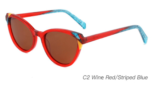 2023 Colorful Summer Sunglasses AS00001 C2 Wine Red Striped Blue Wholesale in Bulk