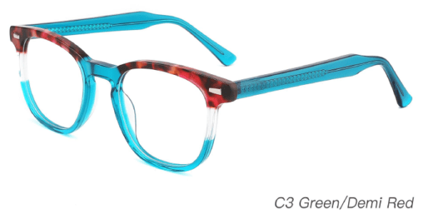 2023 Colorful Summer Glasses Frames NOA23015 C3 Green Demi Red, China glasses manufacturer and supplier, round glasses frames, OEM, ODM production model, CE, FDA international certification, round glasses, care vision