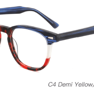 2023 Colorful Summer Glasses Frames NOA23015 C4 Demi Yellow Striped Blue, China glasses manufacturer and supplier, eye glass accessory, care vision, round glasses, acetate glasses frames, prescription for glasses