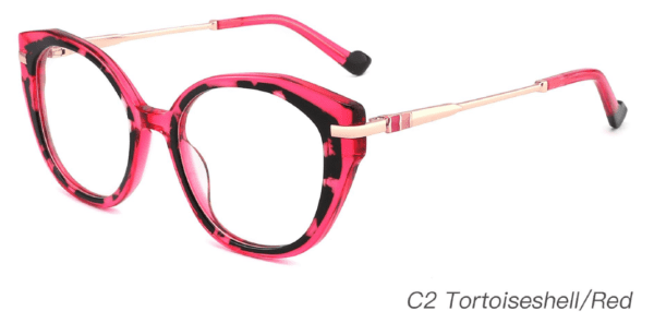 2023 Colorful Summer Glasses Frames NOA23016 C2 Tortoiseshell Red, China Zhejiang Wenzhou Ouyuan eyewear manufacturing, glasses wholesaler and supplier, care vision, eye glass accessory, OEM, ODM production