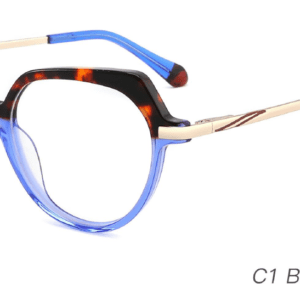 2023 Colorful Summer Glasses Frames NOA23021 C1 Blue Demi Red, OEM,ODM production mode,CE, FDA international certification, prescription glasses, eye glass accessory, China glasses frames manufacturer and supplier and wholesaler, care vision, oval glasses frames