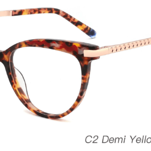 2023 Colorful Summer Glasses Frames NOA23022 C2 Demi Yellow Demi Red, OEM,ODM production mode,CE, FDA international certification, prescription glasses, eye glass accessory, China glasses frames manufacturer and supplier and wholesaler, care vision, cat eye glasses