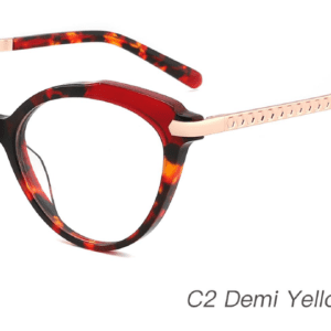 2023 Colorful Summer Glasses Frames NOA23023 C2 Demi Yellow Wine Red, OEM,ODM production mode,CE, FDA international certification, prescription glasses, eye glass accessory, China glasses frames manufacturer and supplier and wholesaler, care vision, cat eye glasses frames