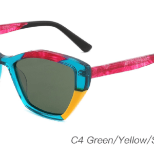 2023 Colorful Summer Sunglasses AS00004 C4 Green Yellow Sriped Red, designer sunglasses, China Zhejinag Wenzhou Ouyuan eyewear manufacturing, sunglasses wholesaler and supplier, made in china from ouyuan eyewear, cat eye sunglasses wholesale, bulk wholesale sunglasses china