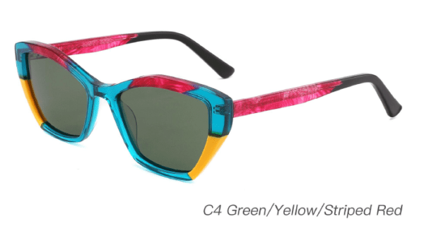 2023 Colorful Summer Sunglasses AS00004 C4 Green Yellow Sriped Red, designer sunglasses, China Zhejinag Wenzhou Ouyuan eyewear manufacturing, sunglasses wholesaler and supplier, made in china from ouyuan eyewear, cat eye sunglasses wholesale, bulk wholesale sunglasses china