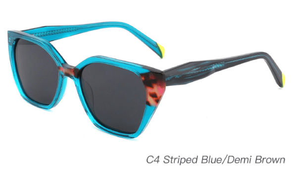 2023 Colorful Summer Sunglasses AS00012 C4 Striped Blue Demi Brown, China Zhejiang Wenzhou sunglasses manufacturer and supplier and wholesaler, sunglasses accessory, geometric sunglasses