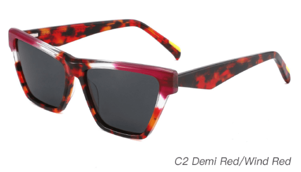 2023 Colorful Summer Sunglasses AS00013 C2 Demi Red Burgundy, square sunglasses wholesale, China Zhejiang Wenzhou sunglasses manufacturer and supplier, trend sunglasses, sunglasses accessory