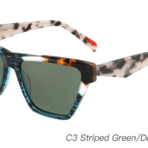 2023 Colorful Summer Sunglasses AS00013 C3 Striped Green Demi Yellow, square sunglasses wholesale, China Zhejiang Wenzhou sunglasses manufacturer and supplier, trend sunglasses, sunglasses accessory