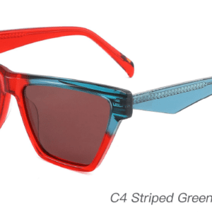 2023 Colorful Summer Sunglasses AS00013 C4 Striped Green Burgundy, square sunglasses wholesale, China Zhejiang Wenzhou sunglasses manufacturer and supplier, trend sunglasses, sunglasses accessory