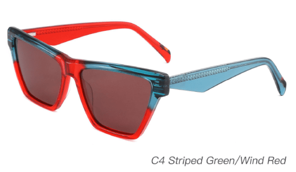 2023 Colorful Summer Sunglasses AS00013 C4 Striped Green Burgundy, square sunglasses wholesale, China Zhejiang Wenzhou sunglasses manufacturer and supplier, trend sunglasses, sunglasses accessory