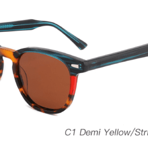 2023 Colorful Summer Sunglasses AS00014 C1 Demi Yellow Striped Green, China Zhejiang Wenzhou sunglasses manufacturer and wholesaler and supplier, round sunglasses wholesale, sunglasses accessories, fashion sunglasses, designer sunglasses