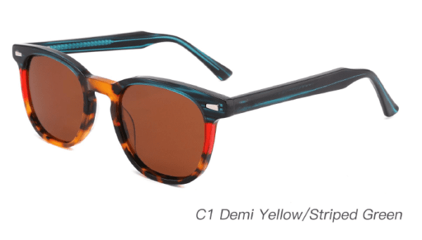 2023 Colorful Summer Sunglasses AS00014 C1 Demi Yellow Striped Green, China Zhejiang Wenzhou sunglasses manufacturer and wholesaler and supplier, round sunglasses wholesale, sunglasses accessories, fashion sunglasses, designer sunglasses