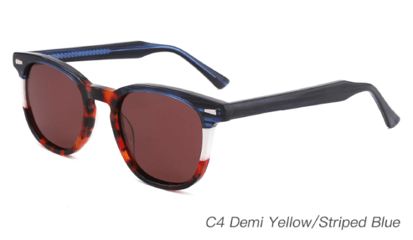 2023 Colorful Summer Sunglasses AS00014 C4 Demi Yellow Striped Blue, China Zhejiang Wenzhou sunglasses manufacturer and wholesaler and supplier, round sunglasses wholesale, sunglasses accessories, fashion sunglasses, designer sunglasses