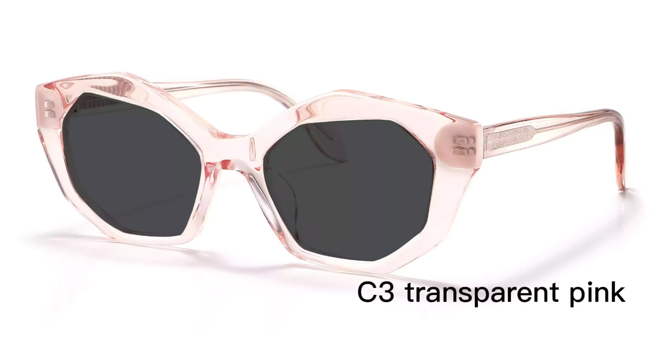 Affordable Sunglasses Wholesale, Pink, frosted wire cores, crystal pink, transparent, UV protection, acetate, care vision, geometric