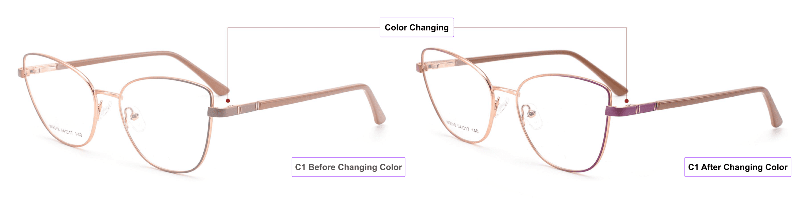 Color Changing, Cat Eye, Eyeglass Frames,rose gold, khaki, purple, brown, China glasses frames