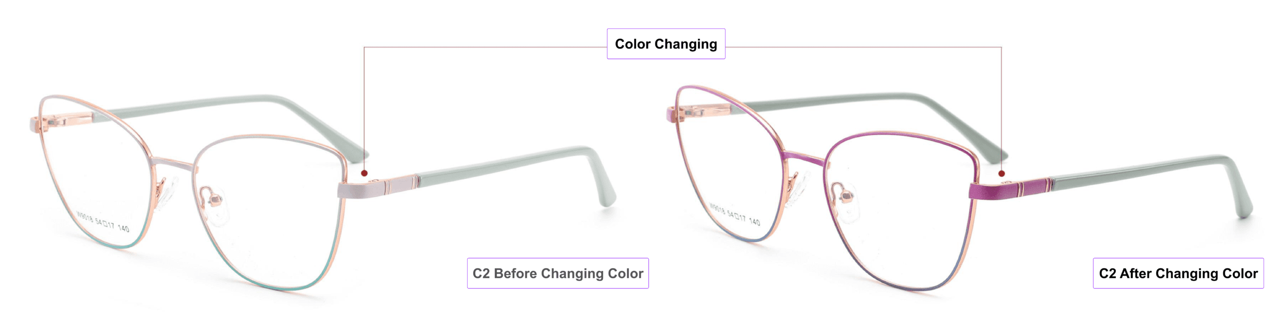 Color Changing, Cat Eye, Eyeglass Frames, mist blue, lavender, rose pink, China glasses frames