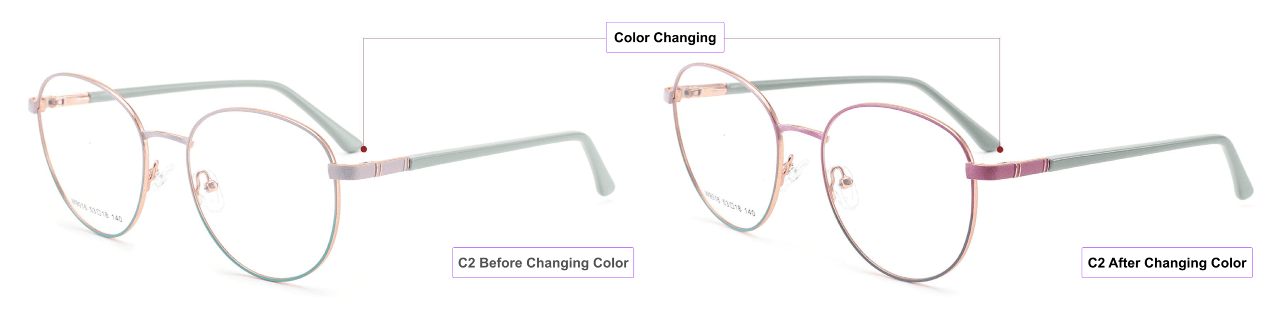 Light-sensitive, Color Changing Glasses Frames, China glasses supplier, mist blue, purple, mist purple