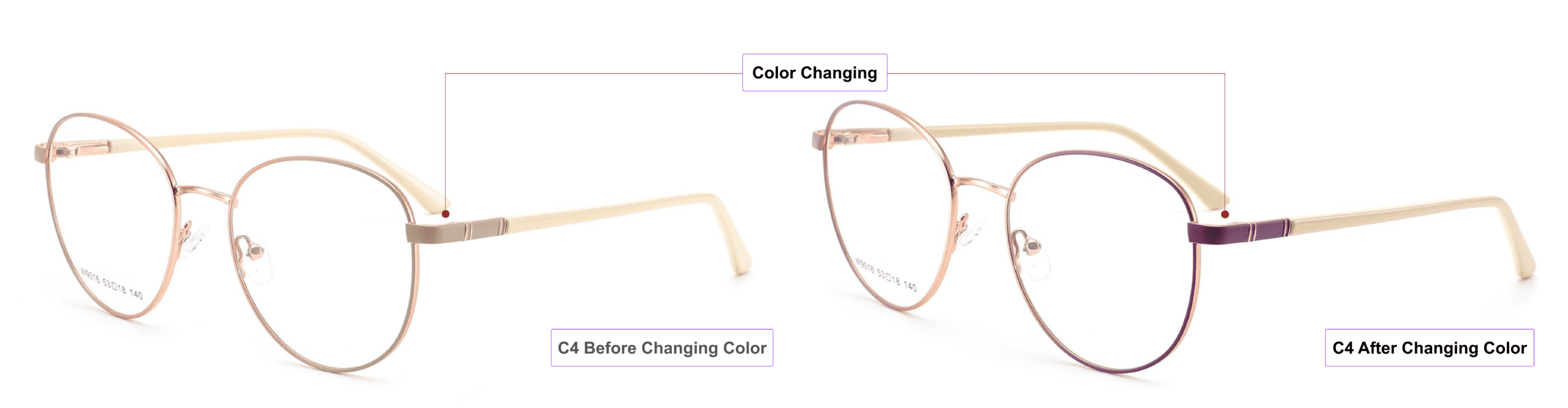 Light-sensitive, Color Changing Glasses Frames, khaki, gold, dark purple, beige, China glasses distributor