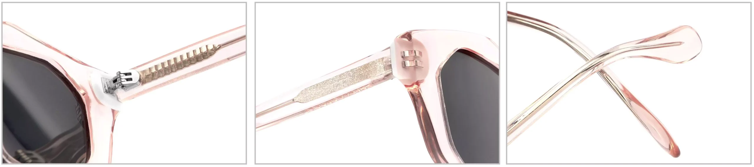 Sunglasses YD1207T Detail Shooting, include temple, temple tips, hinge, endpieces, wire cores, rivets