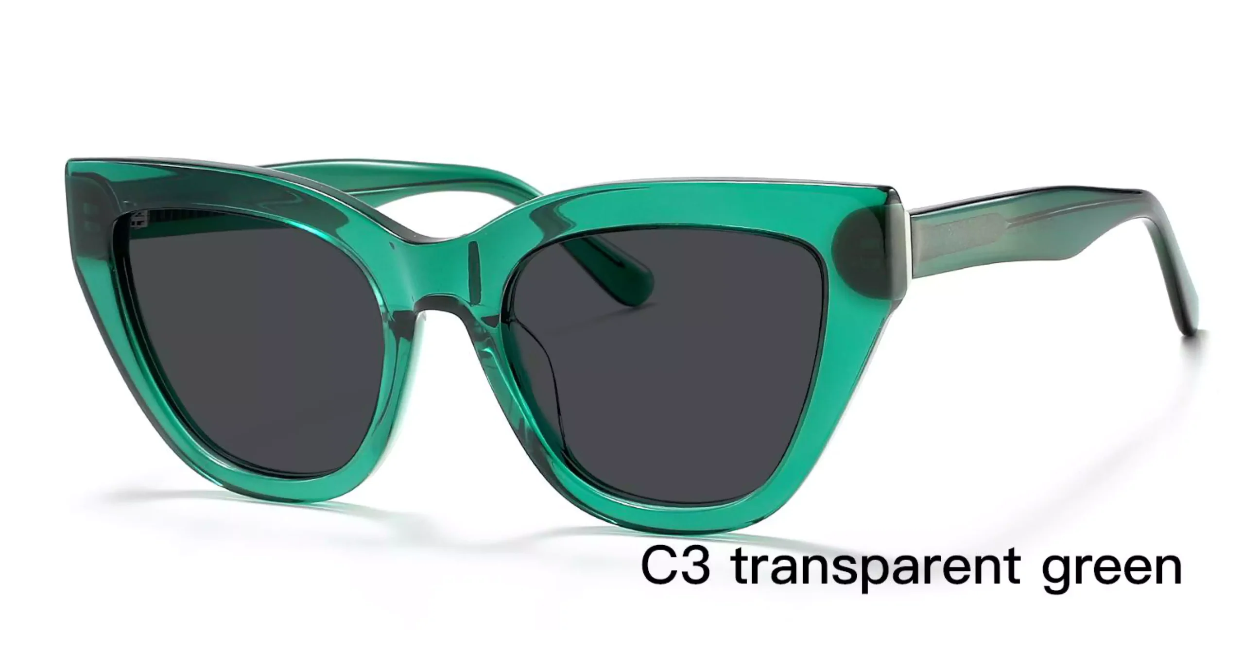 Wholesale Cat Eye Sunglasses, Transparent Green, frosted wire cores, UV protection, care vision, acetate