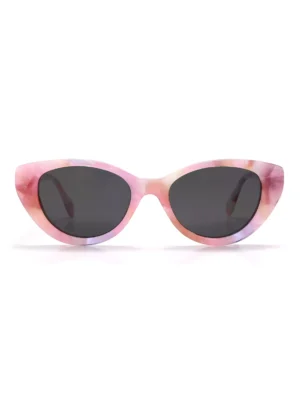 Wholesale Sunglasses Manufacturer, acetate sunglasses, pink riverstones color, UV protection, cat-eye sunglasses, frosted wire cores, retro, vintage