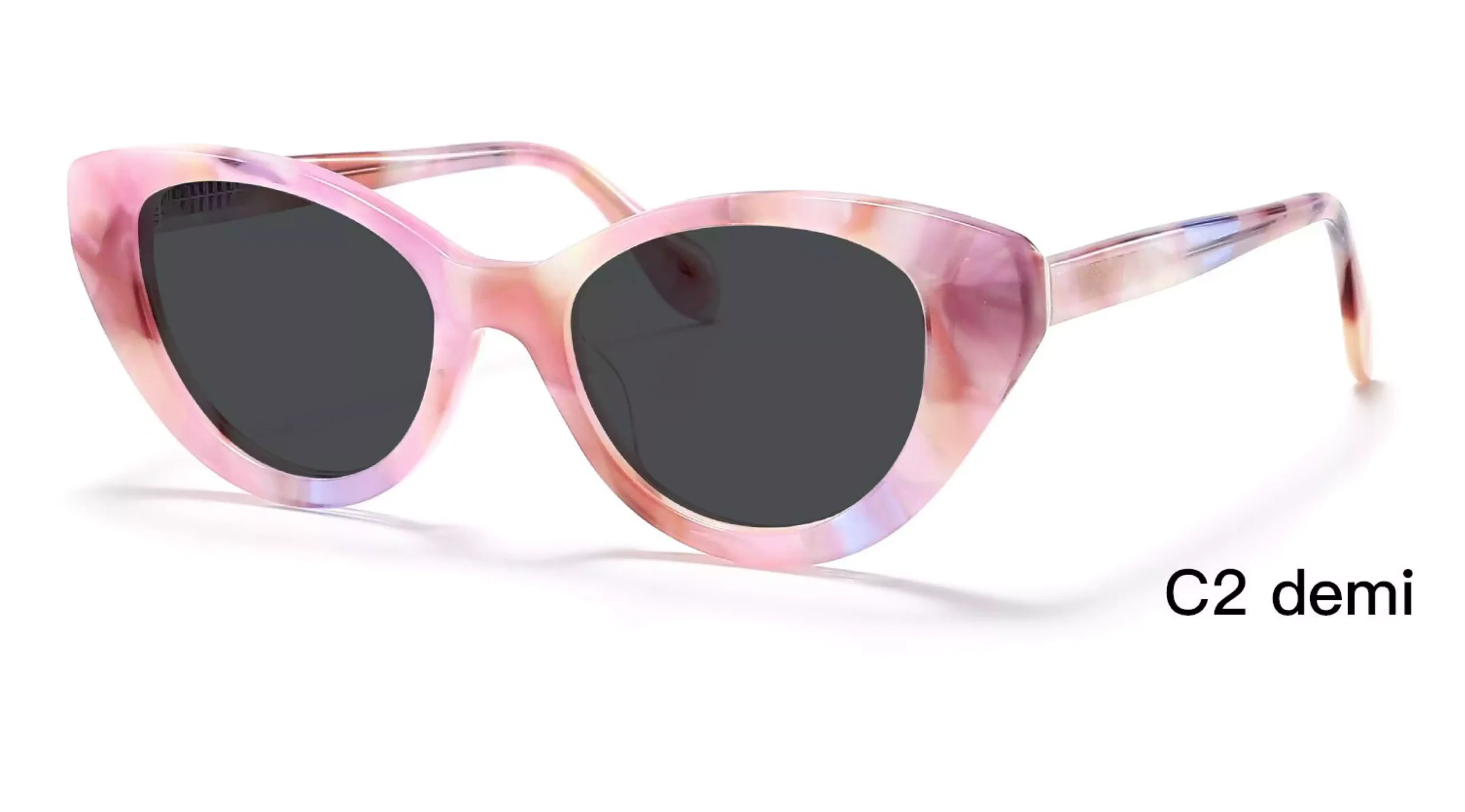 Wholesale Sunglasses Manufacturer, Demi, pink riverstones color, frosted wire cores, cat eye sunglasses, UV protection