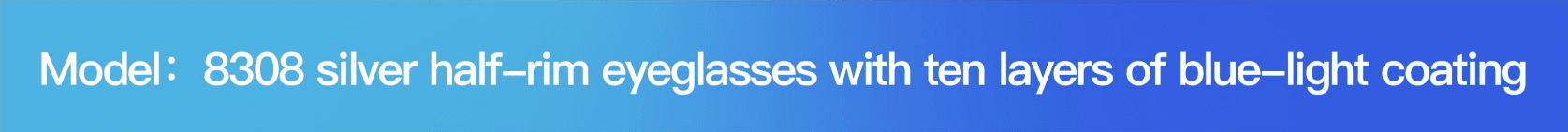 reading glasses model 8308 silver half rim eyeglasses with ten layers of blue light coating