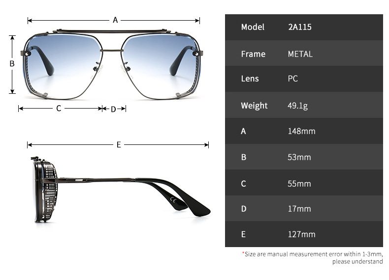 Sunglasses SS00001 Dimensions, model, frame, lens, weight