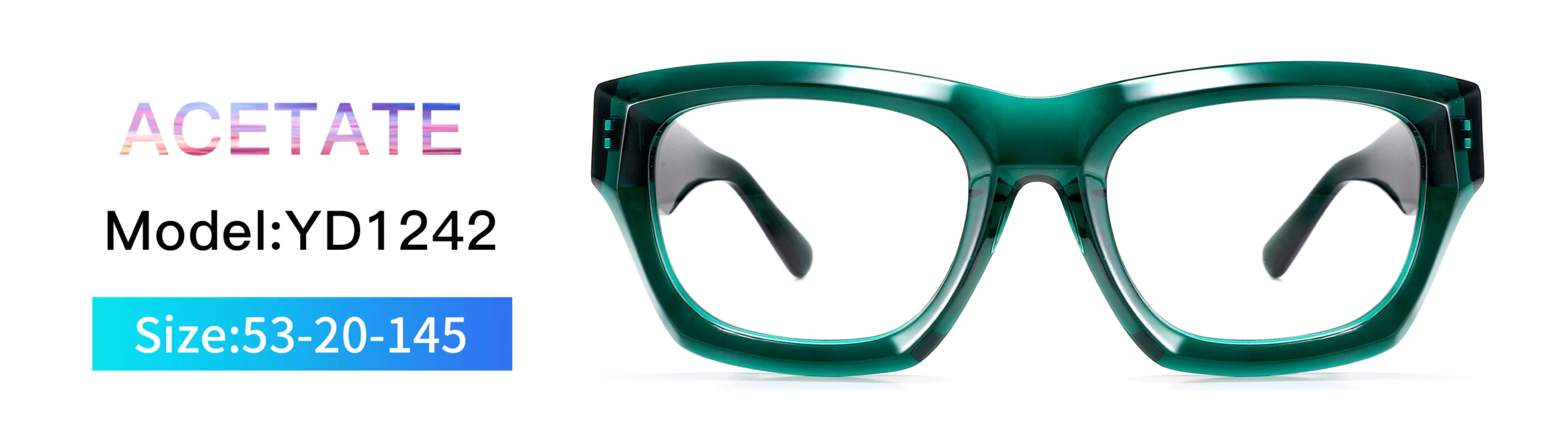 Glasses Frame YD1242, Size, Model, Front, Display