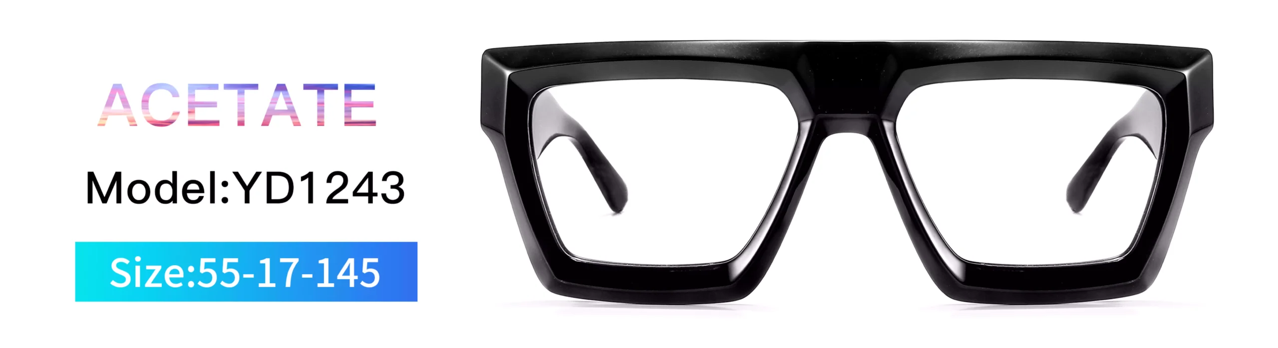 Glasses Frame YD1243, Size, Model, Front Display