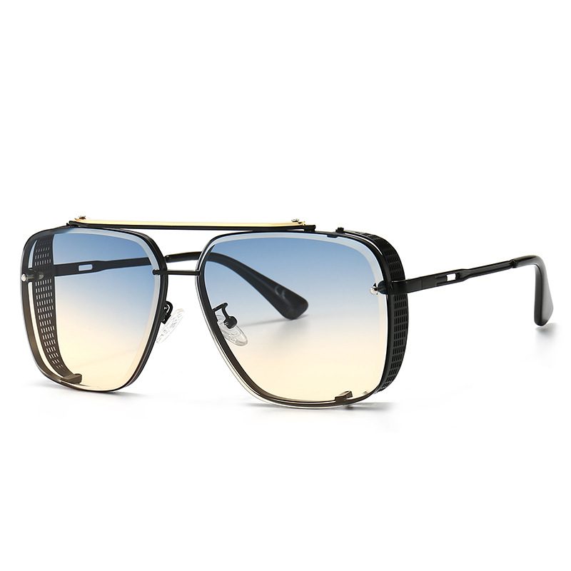 modern, retro, dustproof sunglasses, gradient lens from blue to blue, fashion polarized sunglasses, made in China