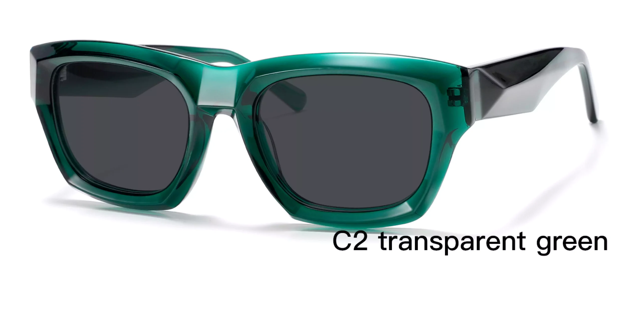 Transparent Green, square sunglasses, acetate, thick rimmed, replica eyeglasses frames, men, China Zhejiang Wenzhou manufacturing