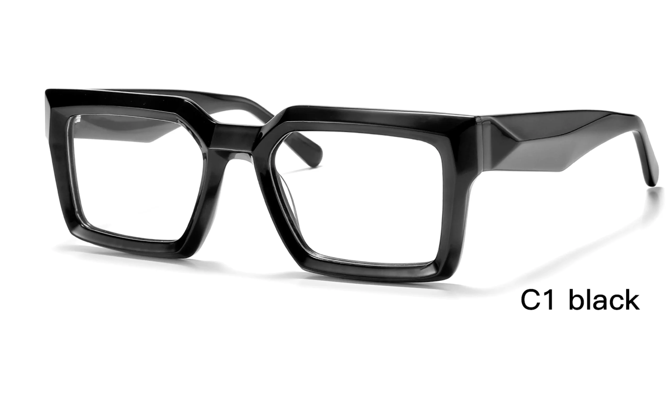 wholesale replica designer glasses, thick frame, black, stereoscopic glasses, made in China, acetate, 45 degree display