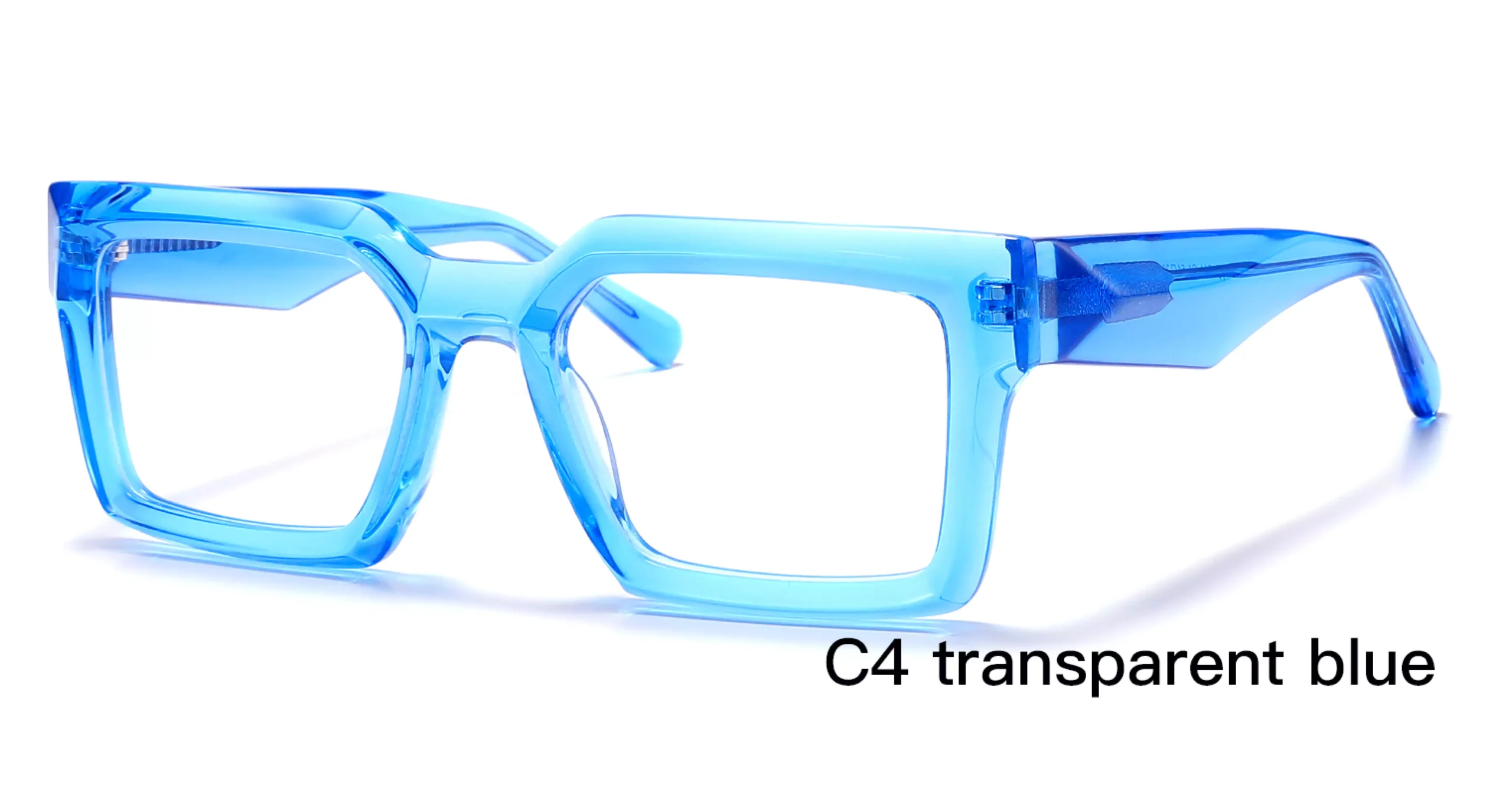wholesale, fashion replica designer glasses, transparent blue, square, thick rimmed, wire core, frosted wire core, made in China